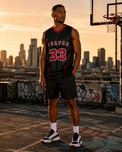 Maillot "Heaven 33" Noir et rouge - Unisexe et recyclé