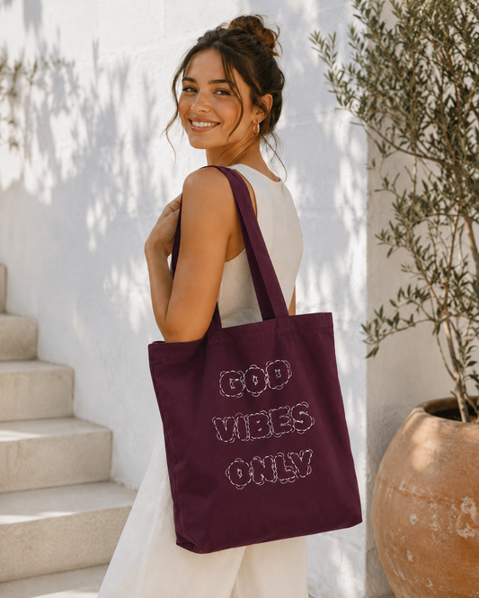 Tote bag god vibes only - coton coloré